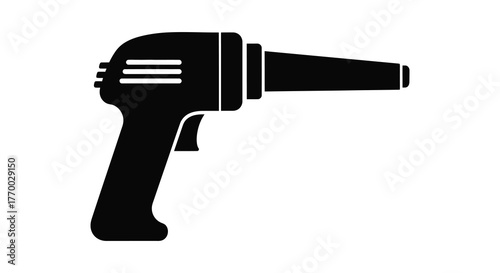 Black silhouette of a heat gun tool with a handle trigger and nozzle on a white background