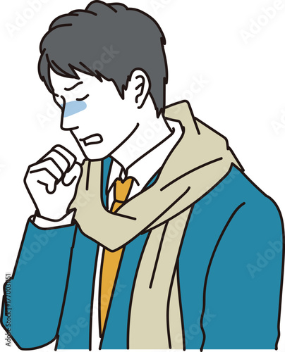 咳をするビジネスマン男性のイラスト素材