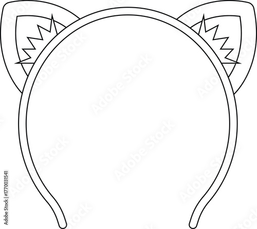 Cat Ear Headband Outline Icon Illustration on White Background