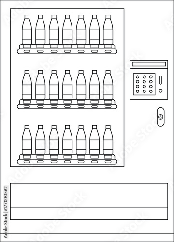 Drink Vending Machine Outline Icon Illustration on White Background
