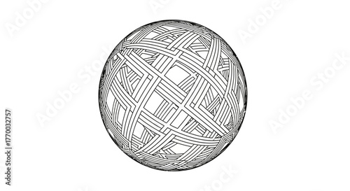 Intricate geometric sphere created with intersecting lines abstract background art