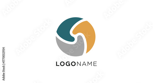 Abstract round logo with blue gold and gray segments perfect for branding