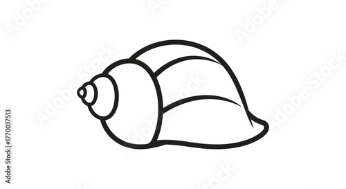 A simple black and white line drawing of a seashell.