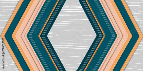 Modern Abstract Geometric Background with Blue, hunter and orange shapes on a light gray background with white stripes. eps 10