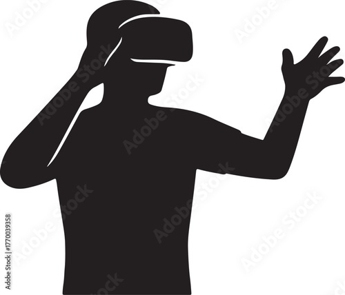 silhouette of a young man standing vector illustration