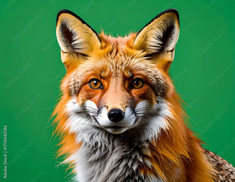 Fototapeta premium Close-up of a red fox face with piercing amber eyes and bright fur