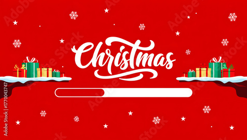 Wallpaper Mural Festive Christmas Loading Bar with Presents and Snowflakes on Red Background progress holiday Torontodigital.ca