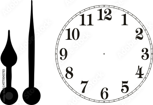 Clock Face and Hands with Arabic Numerals