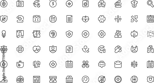 A comprehensive collection of various outline icons, meticulously designed for diverse applications, perfect for web design, app interfaces, and presentations.