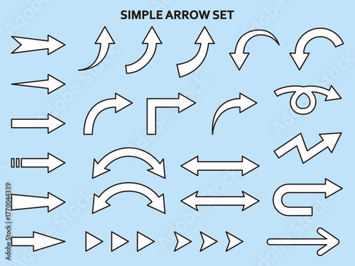 矢印のベクターイラストセット。アイコン、シンプル	