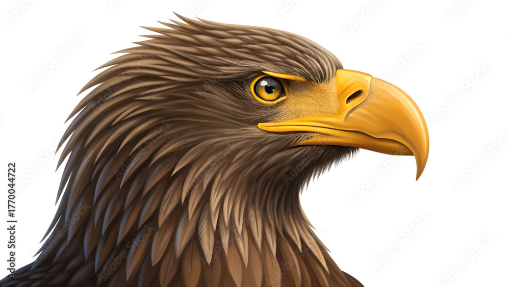 Obraz premium Detailed realistic portrait of a majestic eagle head with sharp eyes