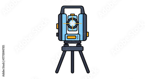 surveying total station icon on a tripod for precise measurement in civil engineering land surveying and construction.