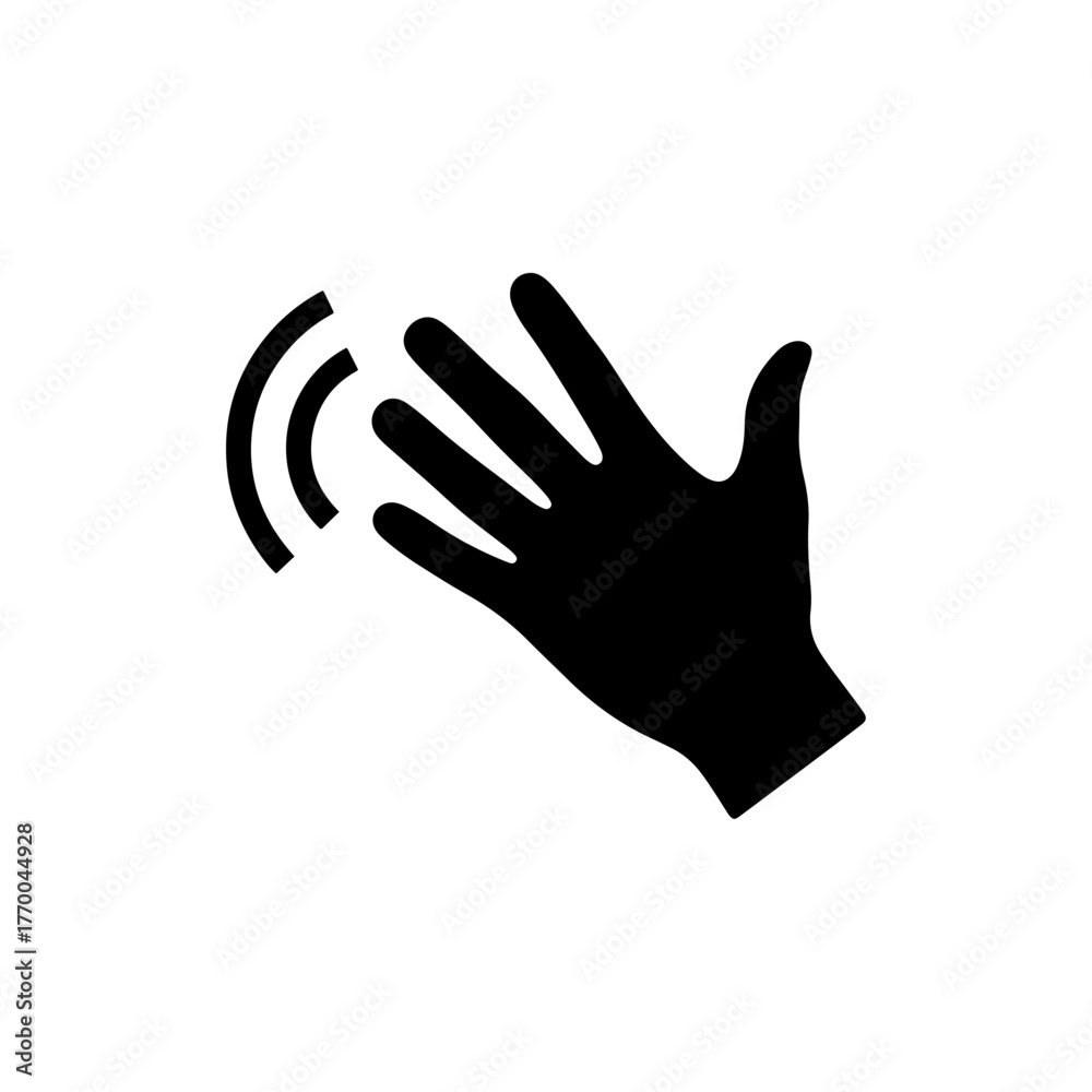 Obraz premium Gesture recognition hand icon symbolizing proximity sensor wave motion technology, digital interaction and contactless control signals