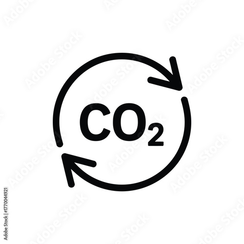Carbon dioxide cycle icon with circular arrows