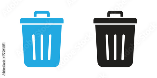 Modern trash can duo in blue and black for sustainable living designs, promoting recycling and waste management with sleek, minimalist style