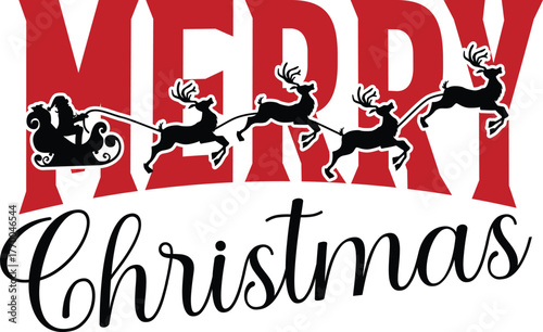 Merry Christmas SVG, Reindeer with Santa Clause 