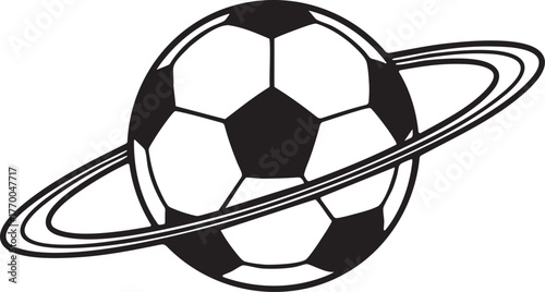 Saturn Planet Football Silhouette Icon. Global Sports, World League, and Space Game Concept