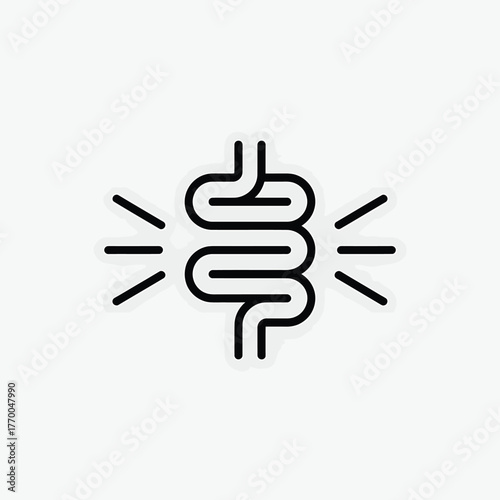 Abstract icon representing intestinal discomfort or pain