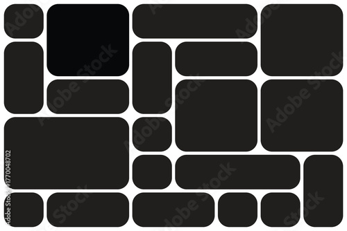 Rectangular and square shapes create an interesting arrangement over a white surface on a transparent background