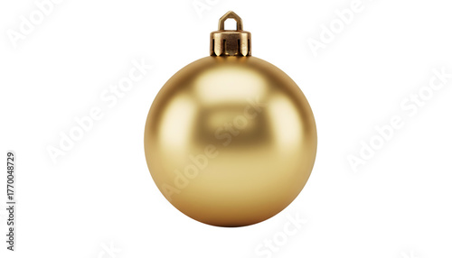 Shiny golden oval christmas ornament with a metallic cap isolated on transparent background