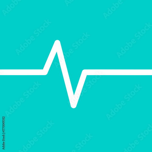 Mint green square with simple wavy line cutout depicting heartbeat, medical symbol, minimalist design