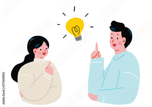 アイディアを閃く日本人の男女