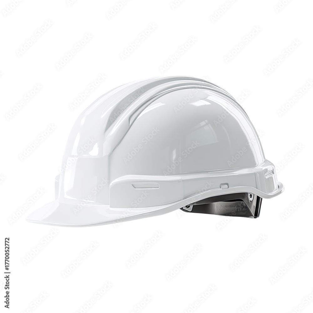 Fototapeta premium White safety hard hat against black backdrop