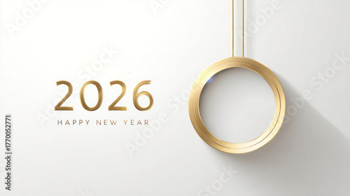 Elegant 2026 New Year Celebration with Golden Ring and Simple Design
