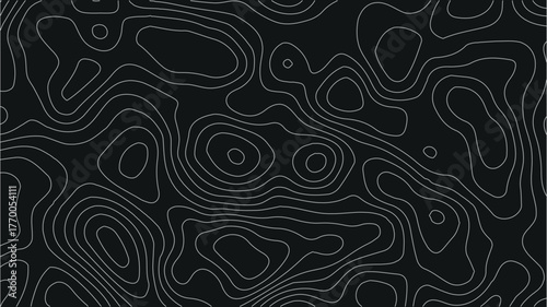 Topography map-inspired seamless vector texture with curved contour lines and subtle white grid overlays for nature and outdoor branding. Topographic map contours, White wave paper curved reliefs abst
