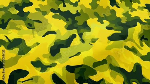 Abstract Camouflage Pattern in Yellow and Green Color