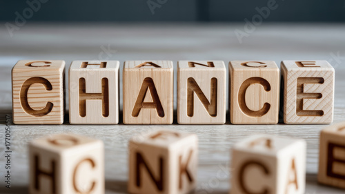 Embrace chance opportunities with wooden toy blocks concept