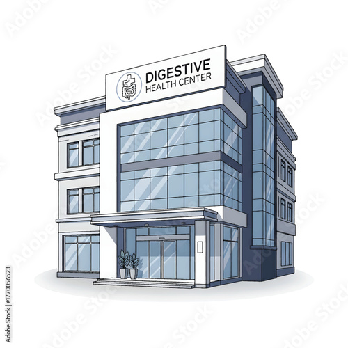Modern Gastroenterology Clinic Building Illustration