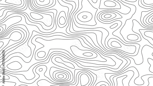 Topography map-inspired seamless vector texture with curved contour lines and subtle white grid overlays for nature and outdoor branding. Topographic map contours, White wave paper curved reliefs abst