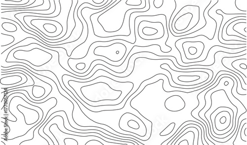 Topography map-inspired seamless vector texture with curved contour lines and subtle white grid overlays for nature and outdoor branding. Topographic map contours, White wave paper curved reliefs abst