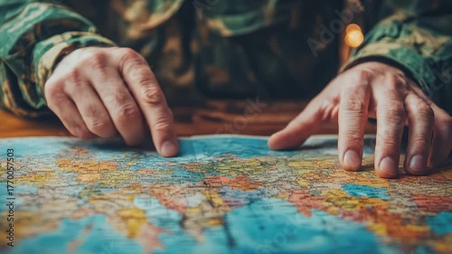 Soldier Planning Strategy and Pointing on World Map