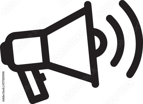 Bold megaphone icon for announcements and promotions, perfect for marketing campaigns, social media alerts, and urgent notifications that grab attention