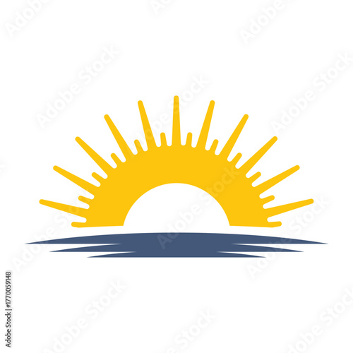 beautiful sea sunset view logo design