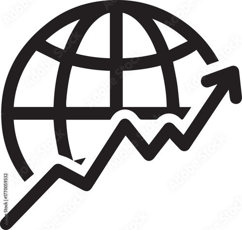 Global Market Growth: Dynamic arrow soaring above the globe, representing international business expansion, financial success, and worldwide opportunities