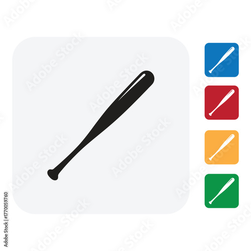 Get ready to hit a home run with this dynamic baseball bat icon set, perfect for sports apps, game designs, and promotional materials with vibrant color options
