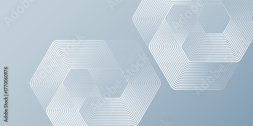 Vector hexagon lines on gray background. Geometric stripe line abstract modern