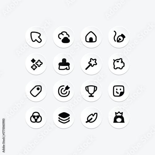 collection of icon sets from, Arrow, Cloude, Home, Pen, Brush, Trophy, Star, Layer, Leaf