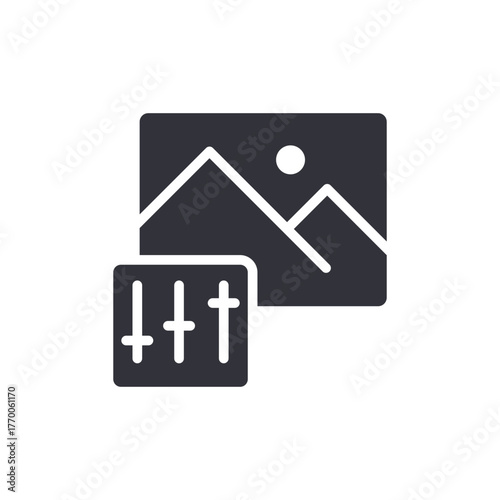 Image Adjustment Settings Solid Icon Vector Illustration