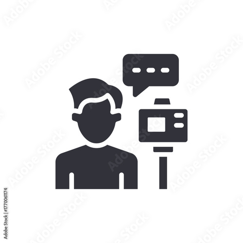 Videographer Sharing Ideas with Camera Solid Icon