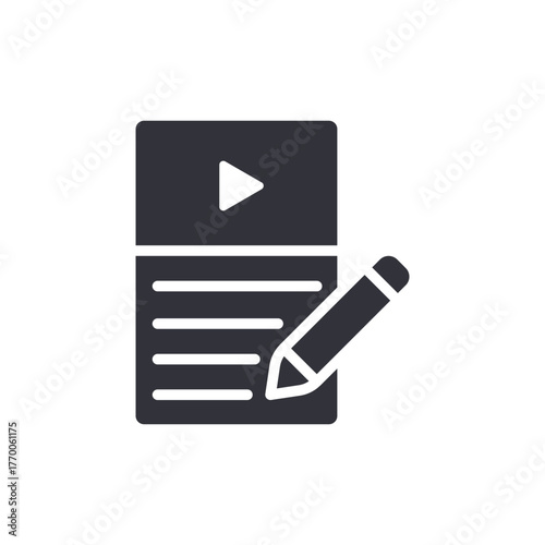 Video Script Icon Multimedia Pencil Content Creation Tool