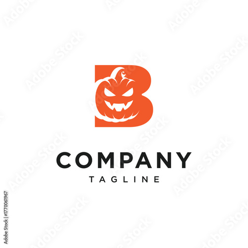 Letter B Pumpkin Halloween Logo Icon Vector