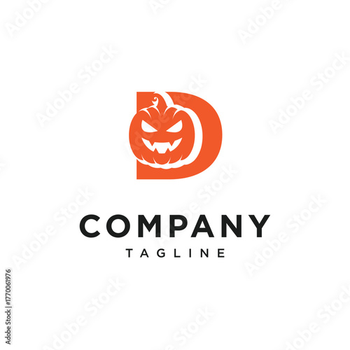 Letter D Pumpkin Halloween Logo Icon Vector