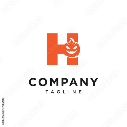 Letter H Pumpkin Halloween Logo Icon Vector