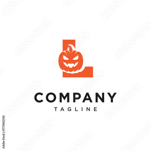 Letter L Pumpkin Halloween Logo Icon Vector