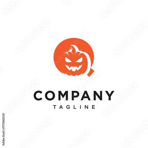 Letter Q Pumpkin Halloween Logo Icon Vector