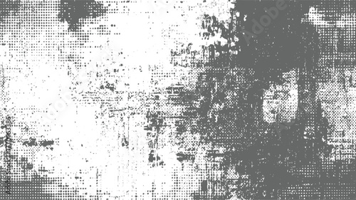 distressed gray and white background with halftone dot pattern and grunge texture.